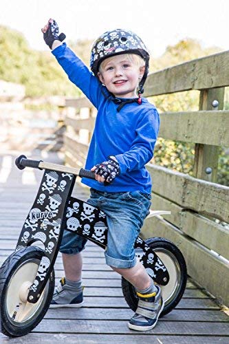 Kiddimoto Guantes de Ciclismo sin Dedos para Infantil (niñas y niños) - Bicicleta, MTB, BMX, Carretera, Montaña - Pirata Bandera - Talla: S (2-5 años)