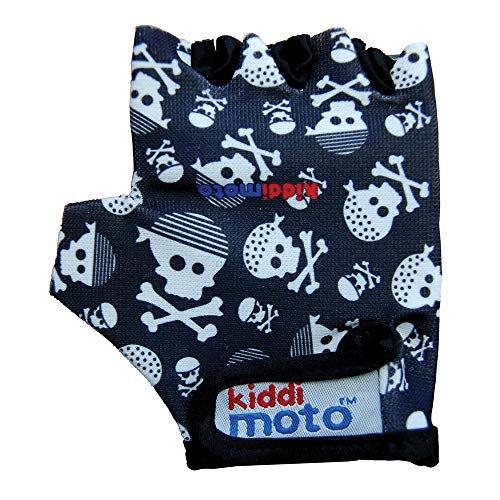 Kiddimoto Guantes de Ciclismo sin Dedos para Infantil (niñas y niños) - Bicicleta, MTB, BMX, Carretera, Montaña - Pirata Bandera - Talla: S (2-5 años)