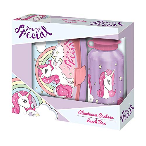 Kids Unicornio - Set Sandwichera y Cantimplora 500 ml, Multicolor, 17.5 x 12.5 x 5.8 cm