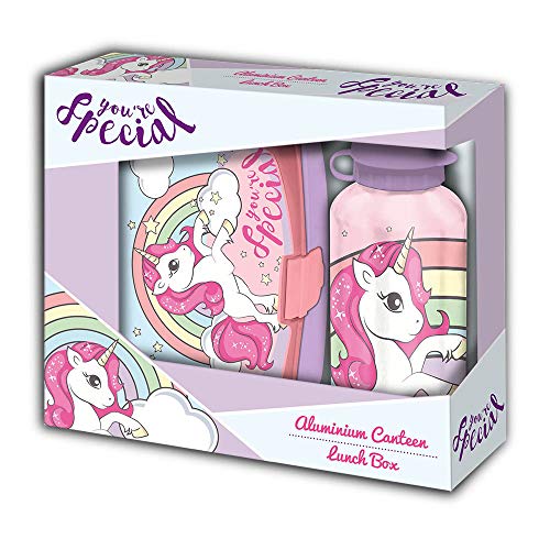 Kids Unicornio - Set Sandwichera y Cantimplora 500 ml, Multicolor, 17.5 x 12.5 x 5.8 cm