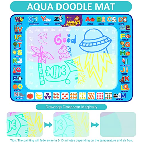 KIDWILL Agua Dibujo Pintura Mágica, Alfombra Mágica Doodle Reutilizable para Dibujar al Agua, Colorear con Folleto de Dibujo, Juguete Educativo sin Desorden, Regalo para Niños y Niñas de 3+ Años