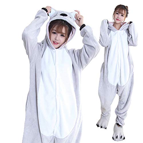 Kigurumi - Pijama de una pieza, cálido y suave con guantes de invierno, Koala, S