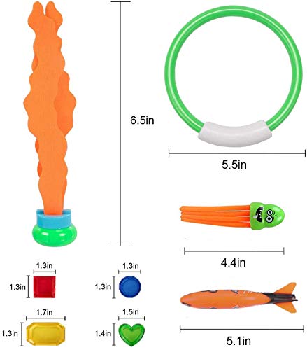 Killow Juguetes de Buceo 34 Piezas Juegos de Agua Verano Piscina Juguetes para Nadar Bajo el Agua Conjunto Juguetes de Entrenamiento Torpedo Bandit