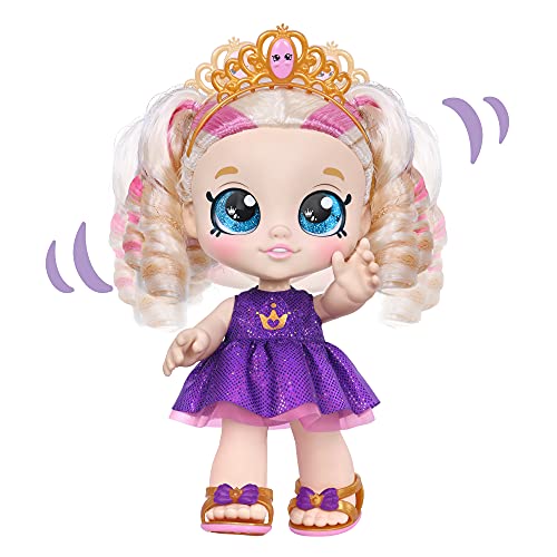 Kindi Kids Tiara Sparkles Royal Candy - Muñeca Oficial de 10 Pulgadas con Cabeza de Bobble y Ojos de Purpurina Grande, Ropa cambiable y Zapatos extraíbles