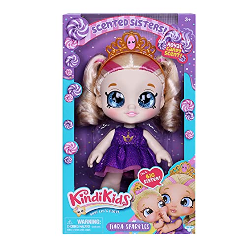 Kindi Kids Tiara Sparkles Royal Candy - Muñeca Oficial de 10 Pulgadas con Cabeza de Bobble y Ojos de Purpurina Grande, Ropa cambiable y Zapatos extraíbles