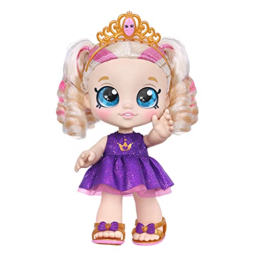 Kindi Kids Tiara Sparkles Royal Candy - Muñeca Oficial de 10 Pulgadas con Cabeza de Bobble y Ojos de Purpurina Grande, Ropa cambiable y Zapatos extraíbles