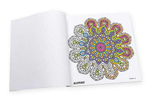 Kit Alpino Mandala Color Experience - Libro 120 Mandalas para Colorear + Estuche con 24 Lapices de Colores - Lapices Premium para Mandalas - Colores Vivos y Brillantes, Mina Resistente