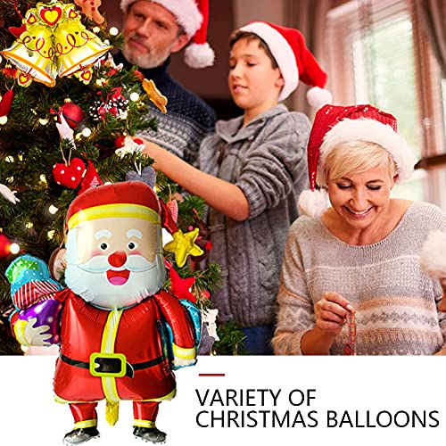 Kit de Globos de Decoraciones Navideñas, Feliz Navidad Banner, Globo de Papel de Aluminio, Papá Noel/ Muñeco de Nieve/ Árbol de Navidad/ Campanas, para Suministros Festival de Navidad