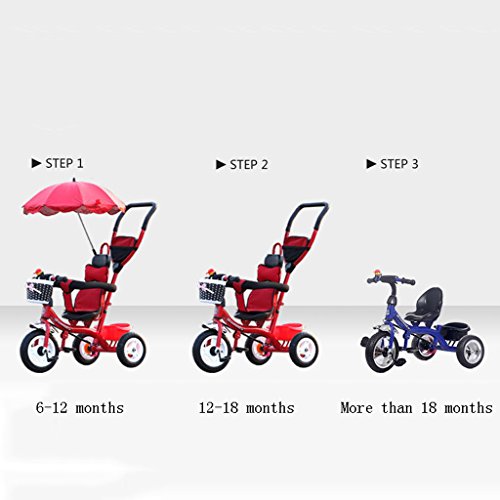 kiter Sillas de Paseo Cochecito de bebé Cochecito de bebé 8 Meses -5 años de Edad Triciclo de niños con sombrilla Desmontable Empuñadura niños Pedal Trike Bicicleta Bicicleta (Color : Purple)