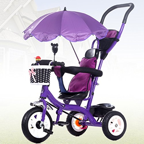 kiter Sillas de Paseo Cochecito de bebé Cochecito de bebé 8 Meses -5 años de Edad Triciclo de niños con sombrilla Desmontable Empuñadura niños Pedal Trike Bicicleta Bicicleta (Color : Purple)