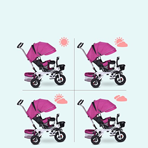 kiter Sillas de Paseo Cochecito de bebé Multifunción Siéntate o acuéstate Pedal para niños Bicicleta Trike Bicicleta Triciclo para niños Simple con sombrilla Plegable para bebés