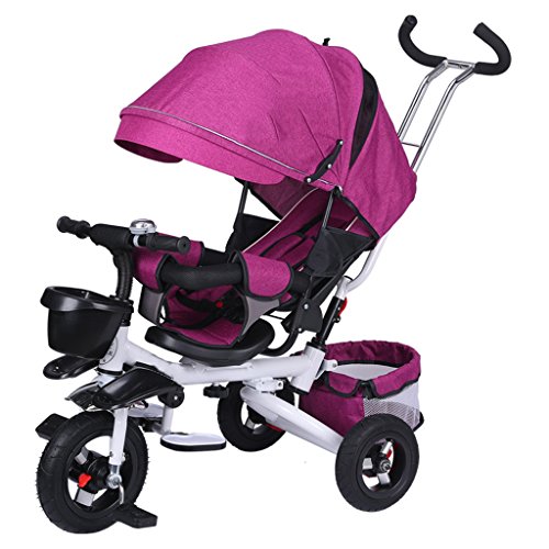 kiter Sillas de Paseo Cochecito de bebé Multifunción Siéntate o acuéstate Pedal para niños Bicicleta Trike Bicicleta Triciclo para niños Simple con sombrilla Plegable para bebés