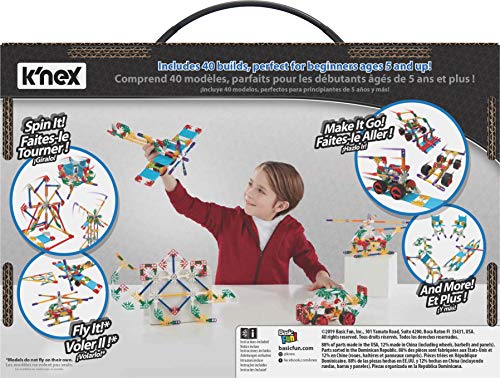 K'Nex Beginner 40 Model Set-141 Parts-Ages 5 & Up-Creative Building Toy, Multi Juego de construcción, multicolor (15210) , color/modelo surtido