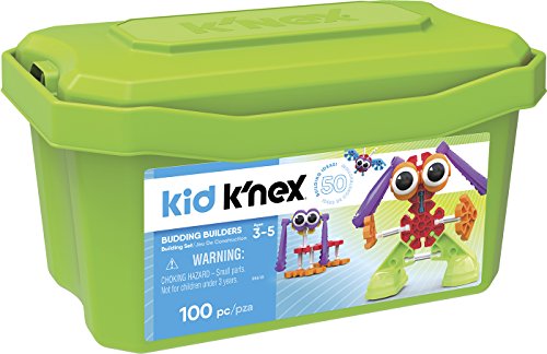 K'nex - Kid K'nex Budding Builders, Baul 100 piezas de construcción, 50 ideas, +3 años (Ref.41225)