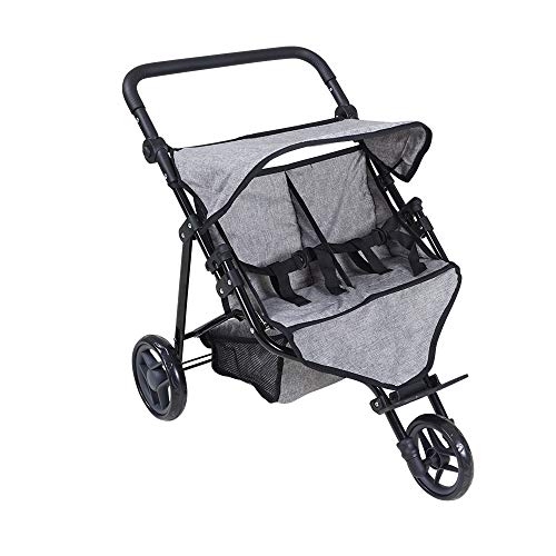 KNORRTOYS.COM- Knorrtoys 16722-Zwillingspuppenwagen Duo-Jeans Grey Cochecito de muñecas, Color Vaqueros Grises. (16722)