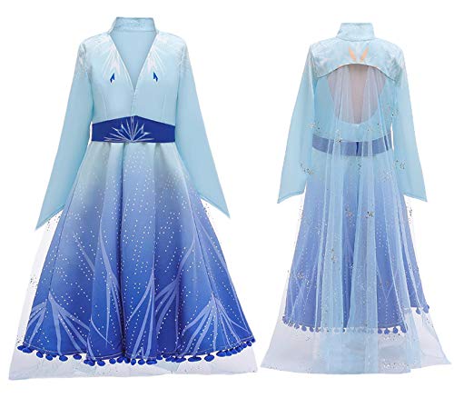 Kosplay Niñas Disfraz de Elsa Vestido Nieve Reina 2 Reino de Hielo Vestidos de Carnaval Fiesta Halloween Cosplay Navidad Costume 3-14 Años