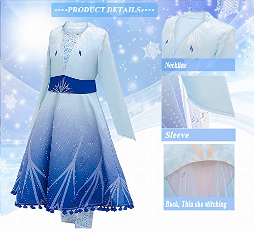 Kosplay Niñas Disfraz de Elsa Vestido Nieve Reina 2 Reino de Hielo Vestidos de Carnaval Fiesta Halloween Cosplay Navidad Costume 3-14 Años