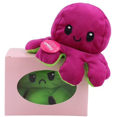 KPRICE Pulpo Reversible Pulpito Peluche, Pulpitis Juguetes de Doble Cara, muñecas de Animales Blandos, numeradas para niños y Adultos, entregados en Caja Original Limitada (Verde/Violeta)