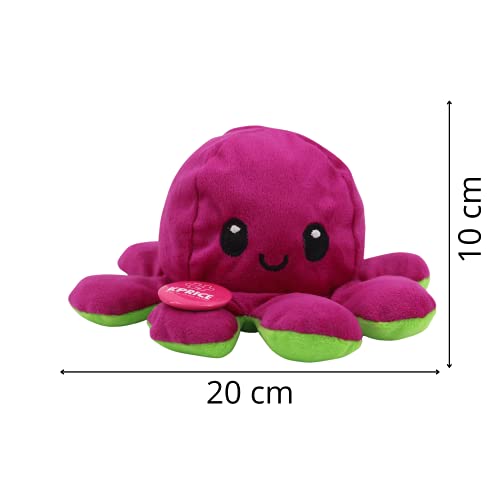 KPRICE Pulpo Reversible Pulpito Peluche, Pulpitis Juguetes de Doble Cara, muñecas de Animales Blandos, numeradas para niños y Adultos, entregados en Caja Original Limitada (Verde/Violeta)