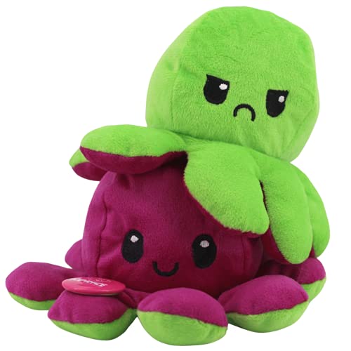 KPRICE Pulpo Reversible Pulpito Peluche, Pulpitis Juguetes de Doble Cara, muñecas de Animales Blandos, numeradas para niños y Adultos, entregados en Caja Original Limitada (Verde/Violeta)