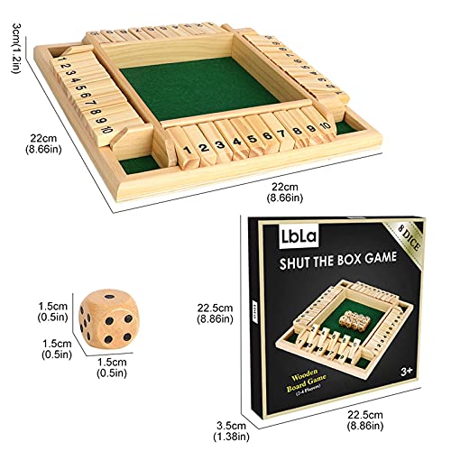 kramow Shut the Box Juego de Mesa para familias Juego educativo para niños Juegos de Madera y Dados para Jugadores de Party