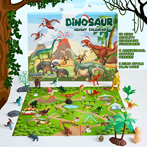 KreativeKraft Calendario Adviento de Dinosaurios 2021, Calendario de Adviento Para Niños Incluye 24 Sorpresas, Advent Calendar Navidad Para Niños y Niñas