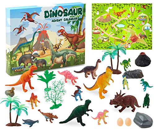 KreativeKraft Calendario Adviento de Dinosaurios 2021, Calendario de Adviento Para Niños Incluye 24 Sorpresas, Advent Calendar Navidad Para Niños y Niñas