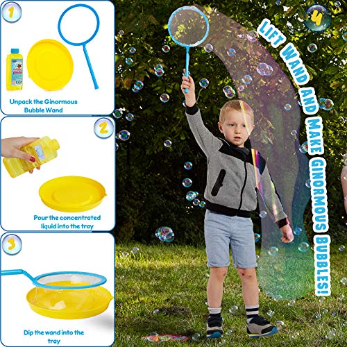 KreativeKraft Pomperos para Niños, Juego Pompas Jabon Gigantes, Incluye Varita para Hacer Burbujas de Jabon Enormes y Bote Jabon, Juegos al Aire Libre Jardin, Regalos Originales para Niños