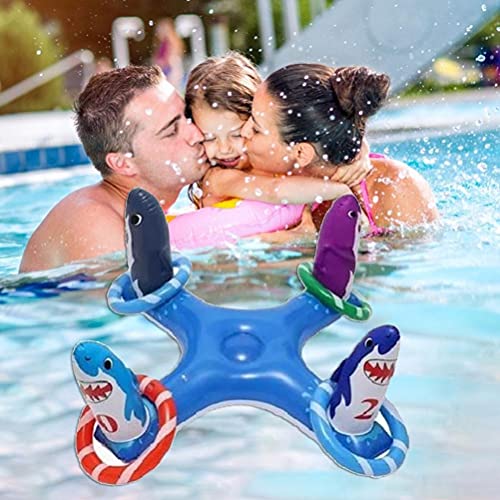 Kuashidai Anillo inflable de la piscina del tiburón, juguete de la piscina flotante anillo de piscina para niños adultos familia playa piscina familia interior al aire libre juego de césped