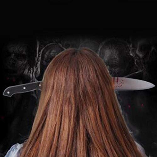 Kurphy Decoración de Halloween Cuchillo Horror Machetas ensangrentado suministros para fiestas de Halloween Accesorios para banda Haloween para la decoración de festival - Negro y plateado