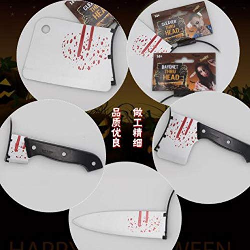 Kurphy Decoración de Halloween Cuchillo Horror Machetas ensangrentado suministros para fiestas de Halloween Accesorios para banda Haloween para la decoración de festival - Negro y plateado