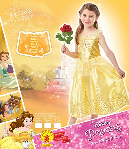 La Bella y La bestia Live Action - Disfraz Bella Classic Deluxe infantil, color amarillo, M (Rubie's Spain 640710-M)