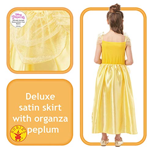 La Bella y La bestia Live Action - Disfraz Bella Classic Deluxe infantil, color amarillo, M (Rubie's Spain 640710-M)