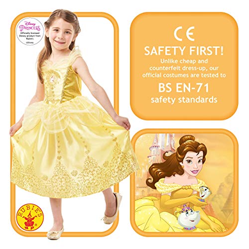 La Bella y La bestia Live Action - Disfraz Bella Classic Deluxe infantil, color amarillo, M (Rubie's Spain 640710-M)