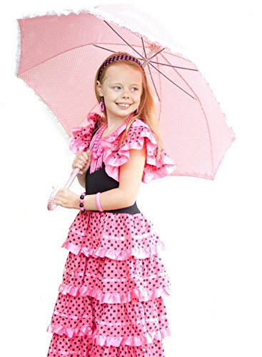 La Senorita Vestido Flamenco Español Traje de Flamenca Chica/niños Rosa Negro Talla 4, 92-98- 3/4 años