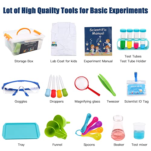 Laboratorio de Quimica, Kit de Experimentos Científicos para Niños con bata de laboratorio, Juguete de Juego de Roles y Disfraz de Científico, Regalo de Juguetes Educativos para Niños Niñas La Edad 5+