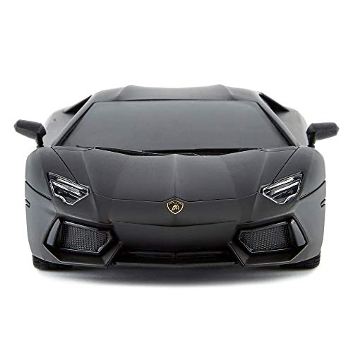 Lamborghini Aventador Coche Teledirigido Oficial de Control Remoto para Niños con Luces de Trabajo, Radio Controlado en Carretera RC Coche 1:24 Modelo, 2.4Ghz (Negro)