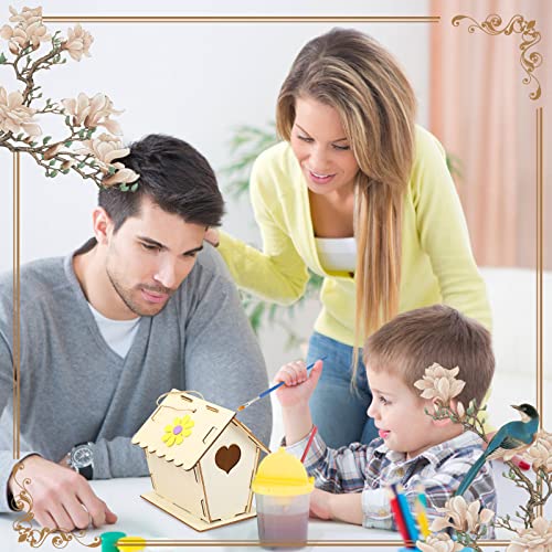 LAMEK Kit de Casa de Pájaros de Bricolaje Mini Pajarera de Madera Manualidades para Ninos Construir Casitas de Bricolaje con Herramientas de Pintura Creativo Regalo para Niña Niño Cumpleaños