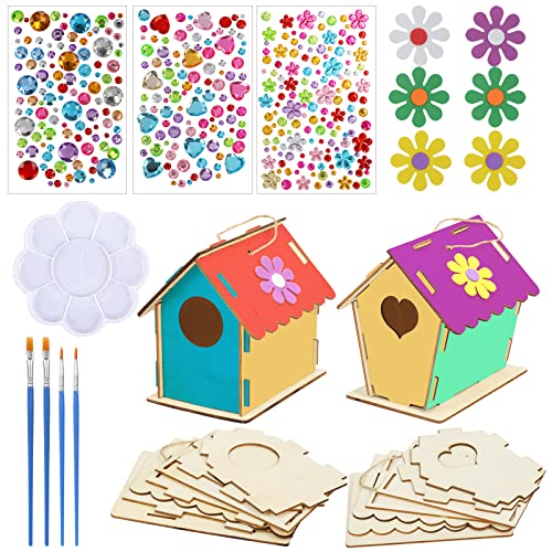 LAMEK Kit de Casa de Pájaros de Bricolaje Mini Pajarera de Madera Manualidades para Ninos Construir Casitas de Bricolaje con Herramientas de Pintura Creativo Regalo para Niña Niño Cumpleaños