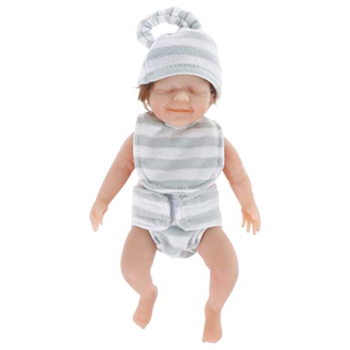 Lamptti Mini Muñecas Reborn Niña 15cm Silicona Suave Realista Recién Nacido Muñecas de Silicona Suave de Cuerpo Completo con Sonrisa