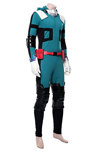 lancoszp Hombres Traje de Batalla de Izuku Midoriya Halloween Anime Cosplay Jumpsuit Mono con Capucha Estampado Conjunto Completo, M