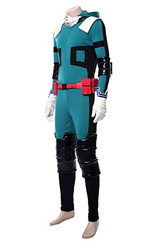 lancoszp Hombres Traje de Batalla de Izuku Midoriya Halloween Anime Cosplay Jumpsuit Mono con Capucha Estampado Conjunto Completo, M