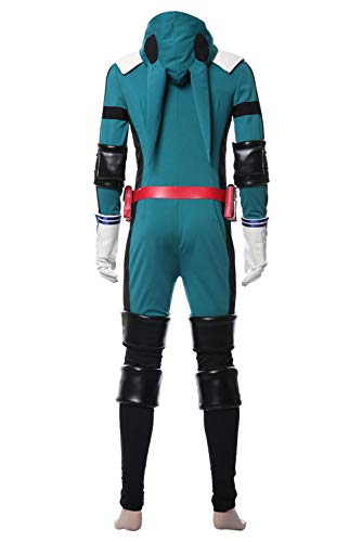 lancoszp Hombres Traje de Batalla de Izuku Midoriya Halloween Anime Cosplay Jumpsuit Mono con Capucha Estampado Conjunto Completo, M