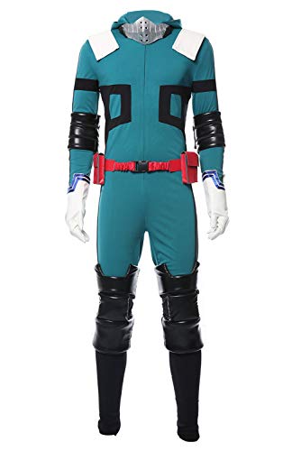 lancoszp Hombres Traje de Batalla de Izuku Midoriya Halloween Anime Cosplay Jumpsuit Mono con Capucha Estampado Conjunto Completo, M