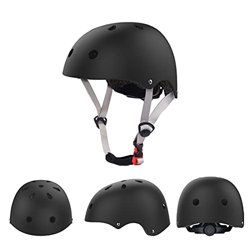 LANOVAGEAR Casco Infantil Set de Protección Casco 2-8 años Ajustable Rodilleras, Coderas y Muñequeras para Patinar Ciclismo Monopatín y Deportes Extremos (Negro, S)