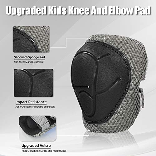 LANOVAGEAR Casco Infantil Set de Protección Casco 2-8 años Ajustable Rodilleras, Coderas y Muñequeras para Patinar Ciclismo Monopatín y Deportes Extremos (Negro, S)