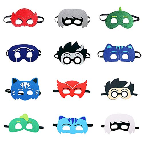 LAOZHOU Máscaras de PJ Cartoon Heroes 12 pcs. Artículos de Fiesta Máscara de Personaje de Cosplay Favores de Fiesta para niños, niñas y niños