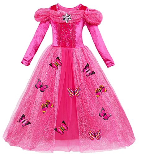 Le SSara Manga Larga Chica Princesa Cosplay Disfraces Fantasía Vestido de Mariposa (100, L-Rose Red)