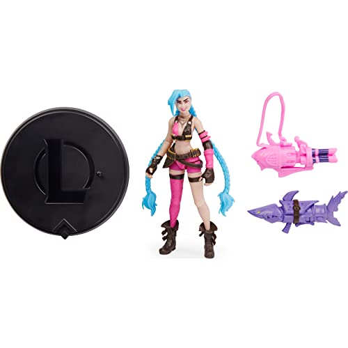 League of Legends, Figura Coleccionable Oficial de Jinx de 4 Pulgadas con Detalles Premium y 2 Accesorios, la colección Campeón, Grado de coleccionista, Edades 12 en adelante