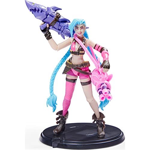 League of Legends, Figura Coleccionable Oficial de Jinx de 4 Pulgadas con Detalles Premium y 2 Accesorios, la colección Campeón, Grado de coleccionista, Edades 12 en adelante